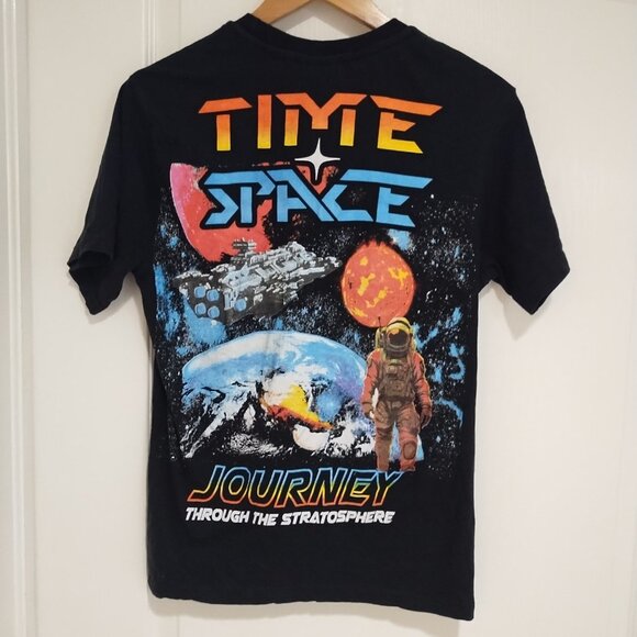 RARE Time Space "Journey Through the Stratosphere" Black Cotton Graphic Tee M - Picture 1 of 5
